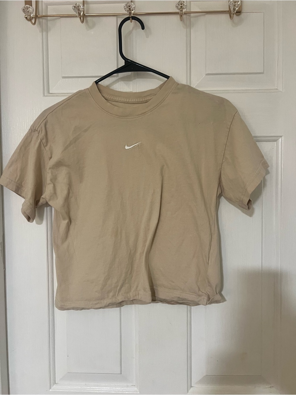 Nike Tan Crewneck Tee with White Swoosh Logo